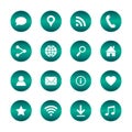Set of popular web icons. Vector circle buttons with basic icons. Isolated background. Royalty Free Stock Photo