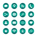 Set of popular web icons. Vector circle buttons with basic icons. Isolated background.