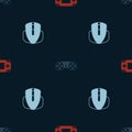 Set Portable video game console, Game controller joystick and Computer mouse on seamless pattern. Vector Royalty Free Stock Photo