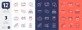 Set of Portfolio, Typewriter and Scroll down line icons. For design. Vector