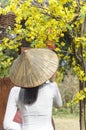 Portrait photo: girl with flowers in Vietnam