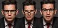Set of portraits of cute young businessman