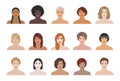 A set of portraits of girls of various nationalities and skin colors.The faces of women with different hair.Vector illustration in Royalty Free Stock Photo