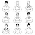 A set of portraits of young men. Royalty Free Stock Photo