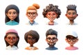 Set of portraits of young people of different sexes in 3D style. 3d avatar of different characters,
