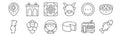 Set of 12 portugal icons. outline thin line icons such as codfish, cheese, grapes, sun, tile, aguas livres