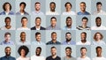 Set of positive male portraits, diverse men smiling at camera