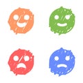 Set of positive and negative emoticons in doodle style