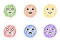 Set of positive and negative emoticons in scribble style