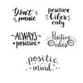 Set of positive quote lettering. Motivation phrases collection