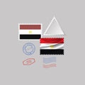 EGYPT flag postage stamp set, isolated on gray background, vector illustration. 10 eps