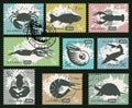 Set of postage stamps with underwater sea animals Royalty Free Stock Photo