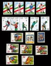 Set of postage stamps for the World Cup Royalty Free Stock Photo