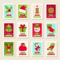 Set of postal stamps with Christmas and New Year