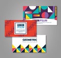 Set postcards with figures geometrics and colors Royalty Free Stock Photo