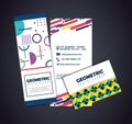 Set postcards with figures geometrics and colors Royalty Free Stock Photo