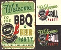 Set of poster grill sausage, print with barbeque Royalty Free Stock Photo