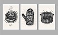 Set of poster templates for kitchen with hand lettering.