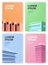 Set of posters. Backgrounds with abstract architecture. Vertical placard with place for text. Colorful vector Royalty Free Stock Photo