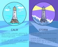 Set of Posters Depicting Lighthouses with Text Royalty Free Stock Photo