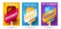 Set of posters for Hot summer final sale offer with ice cream