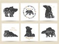 Set of posters with mother bears and babies.