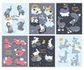 A set of posters for the nursery with cute animals. Vector graphics Royalty Free Stock Photo