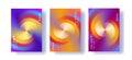 Set of posters with spiral rainbow twist, colorful leaflet templates