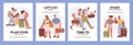 Set of posters or vertical banners about people vacation flat style