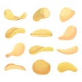 Set potato chips isolated on white background Royalty Free Stock Photo