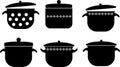 Set of pots, kitchen pans, icon