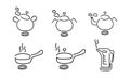 Set pots, pans and kettles linear icons Royalty Free Stock Photo