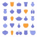 Set pots. Vector flat illustration. Various ceramics in traditional style