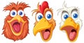 Set of Poultry Smiling Heads Royalty Free Stock Photo