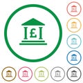 Pound bank outlined flat icons