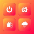 Set Power button, Smart home, remote control system and Internet of things icon. Vector Royalty Free Stock Photo