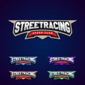 Set of the power full Street Racing sport typography logo emblem design Royalty Free Stock Photo