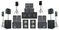 Set of powerful old industrial stereo speakers on white Royalty Free Stock Photo