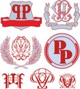 Set of PP monograms and emblem templates Royalty Free Stock Photo