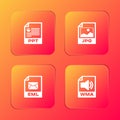 Set PPT file document, JPG, EML and WMA icon. Vector Royalty Free Stock Photo