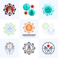 Set Pray for the World coronavirus concept with hands vector illustration. Collection Time to pray Corona Virus 2020 covid-19. Royalty Free Stock Photo