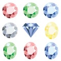 Set of precious stones crystal diamond of different colors