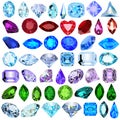 set of precious stones of different cuts and colors