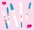 Set Pregnancy test icons. Ovulation medical tests result.