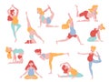 Set of pregnant woman doing yoga exercise. Royalty Free Stock Photo