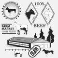 Set of premium beef labels, badges and design elements. Royalty Free Stock Photo