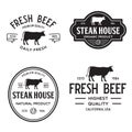 Set of premium beef labels, badges and design elements. Logo for butchery, meat shop, steak house etc Royalty Free Stock Photo