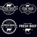 Set of premium beef labels, badges and design elements. Logo for butchery, meat shop, steak house etc Royalty Free Stock Photo