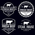 Set of premium beef labels, badges and design elements. Logo for butchery, meat shop, steak house etc Royalty Free Stock Photo
