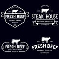 Set of premium beef labels, badges and design elements. Logo for butchery, meat shop, steak house etc Royalty Free Stock Photo